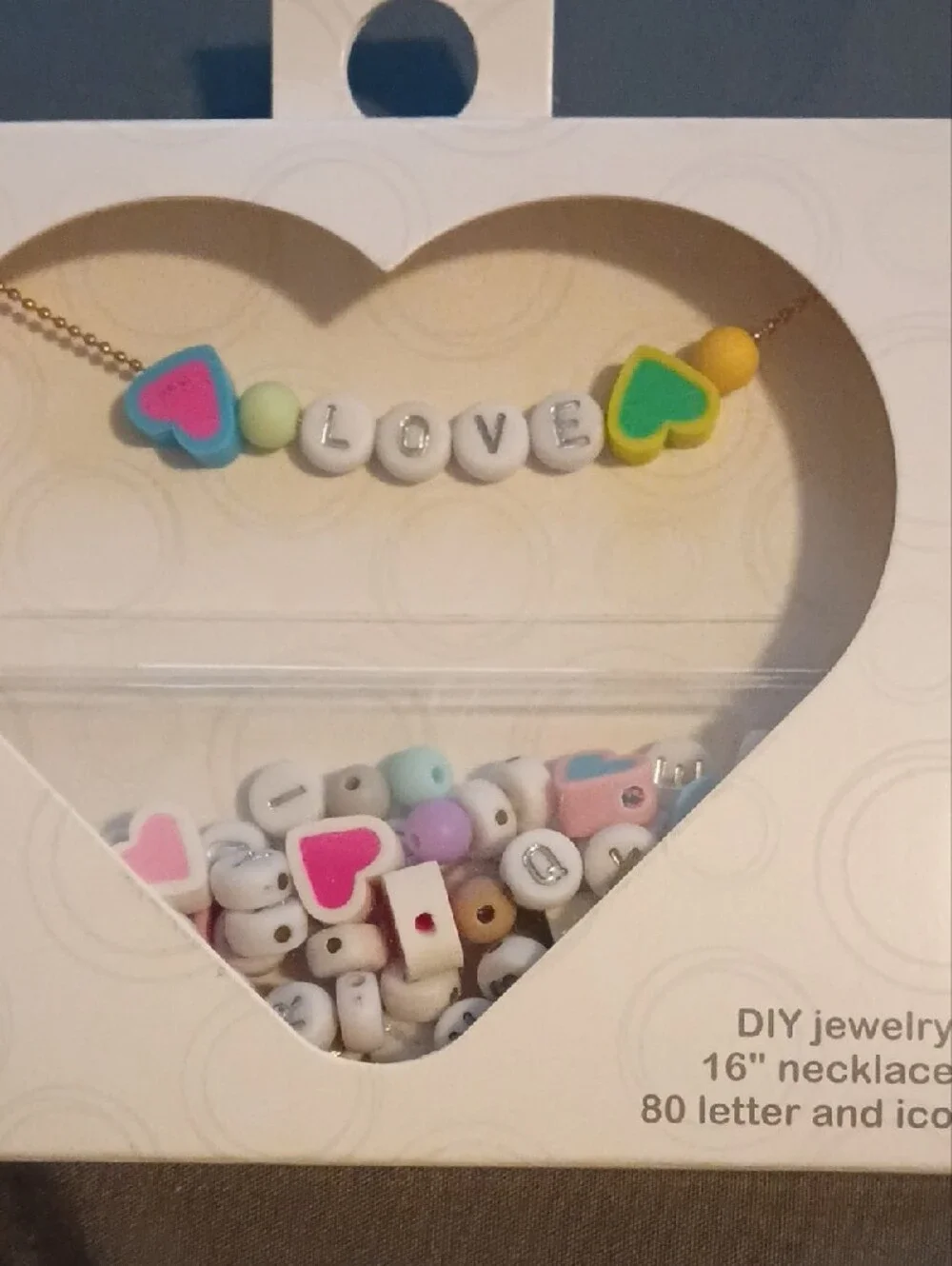 wonder nation Pastel Heart and Letter Necklace Kit - Yellow, Pink, Blue